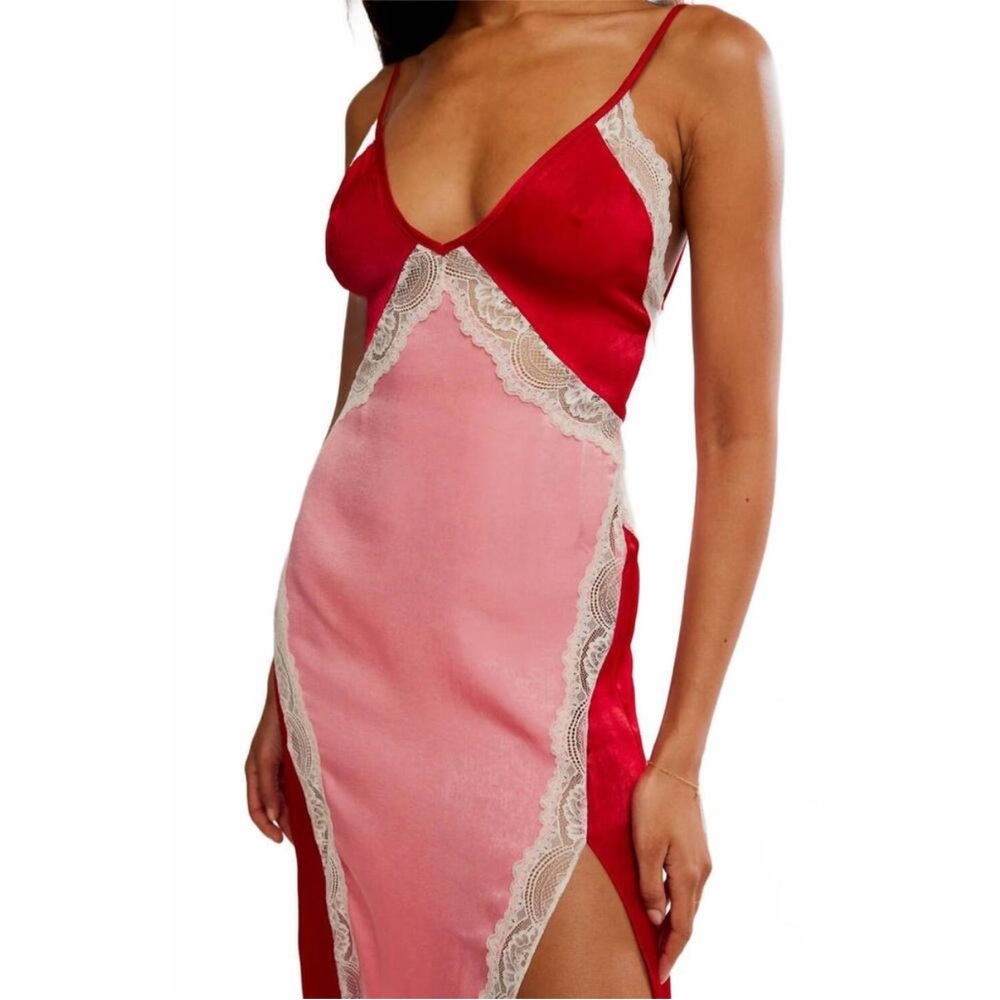 NEW FREE PEOPLE some kind of love maxi slips in sweetie pink, XL